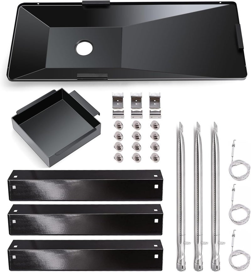 Criditpid Grill Replacement Parts for Char Griller 5050, 5650, 5072, Grease Tray Drip Pan, Heat Plates, Burner Tubes, Hanger Brackets, Ignitor for Char-Griller Replacement Parts, Chargriller 5050 - Image 1